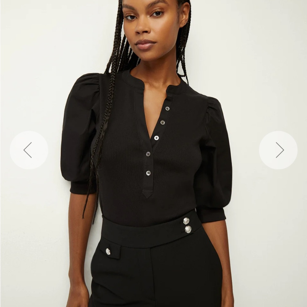 Veronica Beard Small Coralee Puff-Sleeve Tee